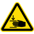 Warnzeichen, Warnung vor Handverletzungen