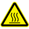 Warnzeichen, Warnung vor heißer Oberfläche nach BGV A 8 W 26