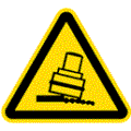 Warnzeichen, Warnung vor Kippgefahr beim Walzen nach BGV A 8 W