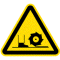 Warnzeichen, Warnung vor Fräswelle nach BGV A 8 W 22