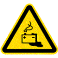 Warnzeichen, Warnung vor Gefahren durch Batterien nach BGV A 8 W